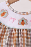 Khaki Turkey Bow Embroidery Pants Set