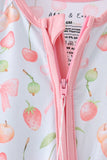Pink bow cherry zipper bamboo romper