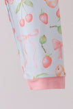 Pink bow cherry bamboo pajama set