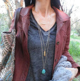 3 Layer Gold or Silver and Turquoise Necklace