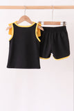 Black bow active shorts set
