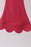 Maroon sclloped active pants set