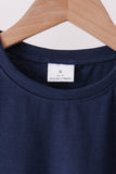 Navy sclloped active pants set