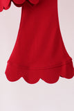 Red scalloped active pants set