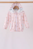 Pink pumpkin print ruffle coat