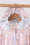 Pink pumpkin print ruffle coat