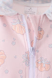 Pink pumpkin print ruffle coat