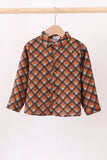Premium brown plaid button down muslin shirt