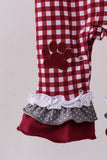 Premium Maroon Georgia bulldog gingham ruffle romper