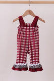 Premium Maroon Georgia bulldog gingham ruffle romper