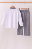 Premium White Alabama elephant embroidery pants set