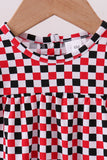 Checkered Georgia dog applique ruffle bubble