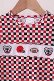 Checkered Georgia dog embroidery top