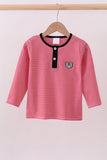 Premium Red Georgia bulldog embroidery stripe top