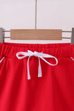 Red scallop hem bow skort