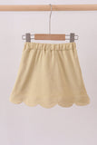 Khaki scallop hem bow skort