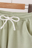 Green scalloped pants set