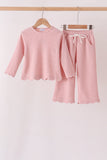 Pink scalloped pants set