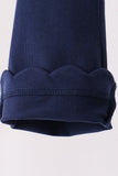 Navy scalloped bell pants