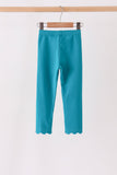 Teal scalloped leggings