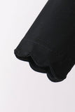 Black scallped zipper active set