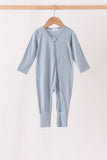 Blue zipper bamboo anti-slip romper