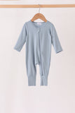 Blue zipper bamboo romper