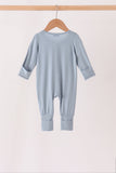 Blue zipper bamboo romper