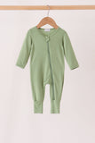 Green zipper bamboo romper