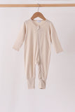 Beige zipper bamboo anti-slip romper