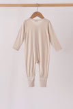 Beige zipper bamboo anti-slip romper