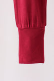 Burgundy ruffle zipper bamboo romper – view 3