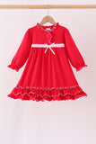 Red bow ruffle dress