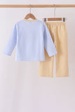 Blue turkey embroidery pants set