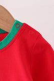 Red christmas santa embroidery romper