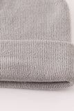 Grey ribbed basic knit beanie hat