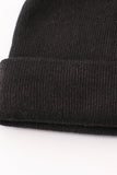 Black ribbed basic knit beanie hat