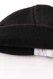 Black ribbed basic knit beanie hat