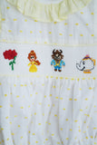 Mustard character hand smocked ruffle bubble