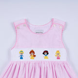 Pink princess hand smocked plaid dress