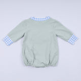 Sage cow hand smocked bubble