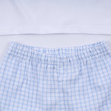 Blue character hand smocked gingham shorts set
