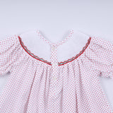 Red gingerbread hand smocked ruffle pants set