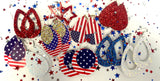 Patriotic Red White Blue Glitter Leather Earrings