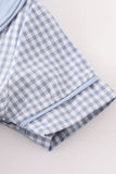 Blue woven check pumpkin embroidery boy bubble