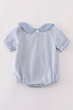 Blue woven check pumpkin embroidery boy bubble