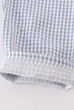 Blue woven check pumpkin embroidery boy set