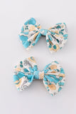 Blue aqua meadow girl piggie hair bow