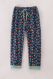 Navy nativity print mom pajamas pants