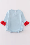 Blue stripe santa claus embroider girl bubble